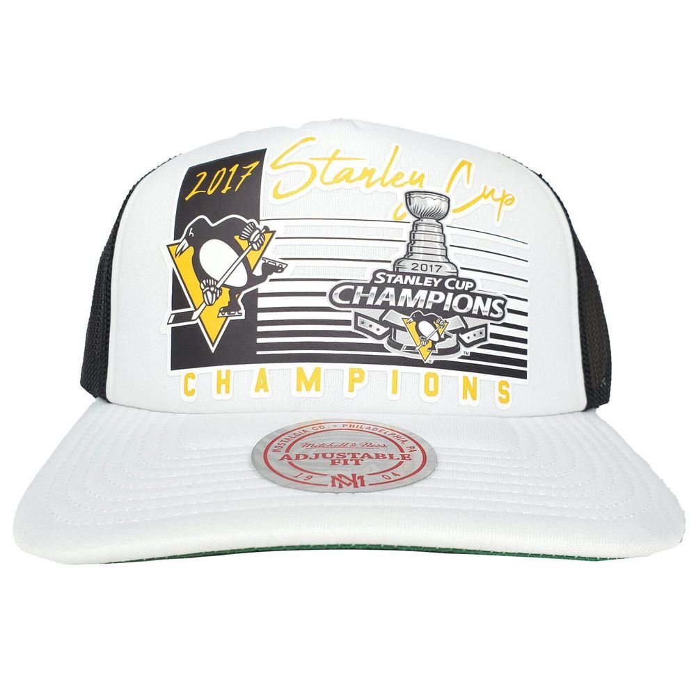 Pittsburgh Penguins Mitchell & Ness NHL Trucker Hat Cap 2017 Champions White NWT